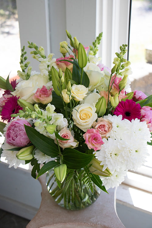 Sympathy Vase Arrangement in pastel colours, large size